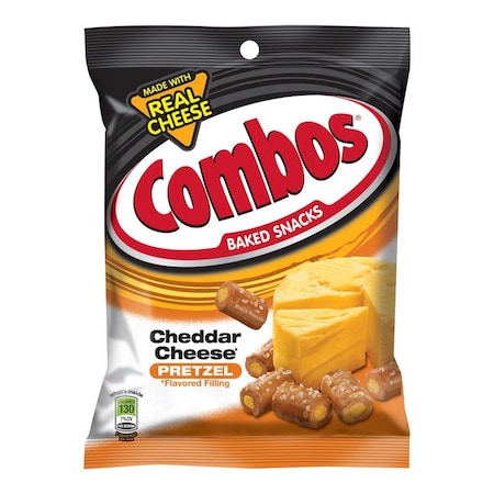 Combos Baked Snacks Cheddar Cheese Filled Pretzels 6.3 Oz Bagged
